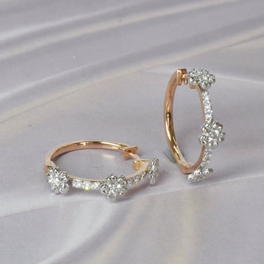 Unique!! 18k Diamond Hoop Earrings / 0.25ct Round natural Diamond / 20mm Hoop / Diamond Hoop Tiny Hoop / Valentine Jewelry / DE653 - Jewels By Tarry