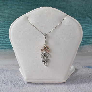 Diamond Leaf Necklace with 10k 14k 18k Solid Gold