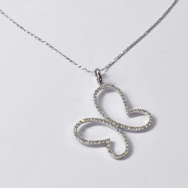 Diamond Butterfly Necklace 18k 14k 10k Solid White Gold / Natural Round Diamond 0.47ct G VS Clarity / 16" Necklace Length / Valentine gift - Jewels By Tarry
