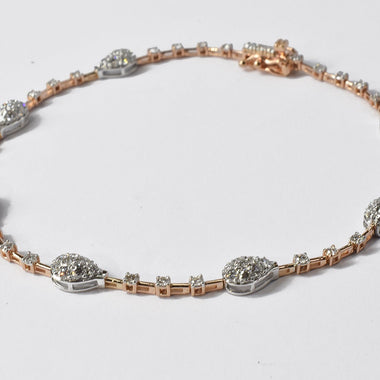 18k Solid Gold Diamond Bracelet / Round Cut Diamond G VS 1.4 CTW / 1.5 mm Thickness Pave Prong Setting / Delicate Diamond Bracelet / DB659 - Jewels By Tarry