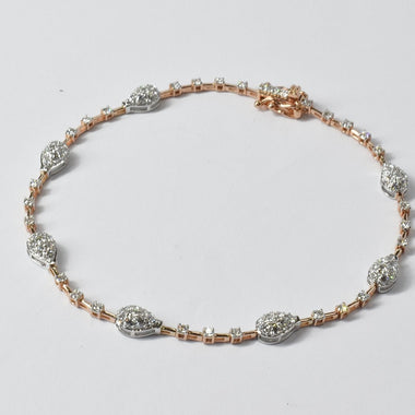 18k Solid Gold Diamond Bracelet / Round Cut Diamond G VS 1.4 CTW / 1.5 mm Thickness Pave Prong Setting / Delicate Diamond Bracelet / DB659 - Jewels By Tarry