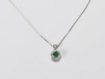 Natural Emerald Necklace Genuine diamond / 18k White Gold Diamond Necklace / AAA Round Emerald / Minimal Round Necklace / DP512 - Jewels By Tarry