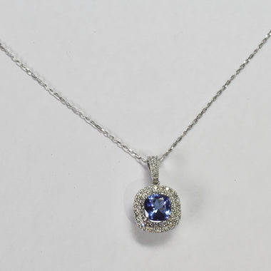 Tanzanite Diamond Necklace / High Quality Natural Diamond Necklace / 18k Solid White Gold / AAA Tanzanite / Simple Pendant Necklace / DP515 - Jewels By Tarry