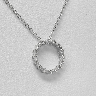 Diamond Circle Necklace / 18k Solid White Gold Natural Diamond Circle Pendant / Diamond Karma Necklace / Circle Ring Necklace Free Shipping - Jewels By Tarry
