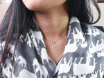 Diamond Star Necklace in 18k Solid White Gold / White Gold Diamond Necklace / Open Star Necklace / Pave Cluster Diamond / Labor Day Sale - Jewels By Tarry