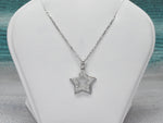 Diamond Star Necklace in 18k Solid White Gold / White Gold Diamond Necklace / Open Star Necklace / Pave Cluster Diamond / Labor Day Sale - Jewels By Tarry