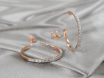 Natural Diamond Hoop Earrings Set in 10k 14k 18k Solid Gold / Rose Gold White Gold Small Medium Hoop / Diamond Half Hoop 0.29ct Real Diamond - Jewels By Tarry
