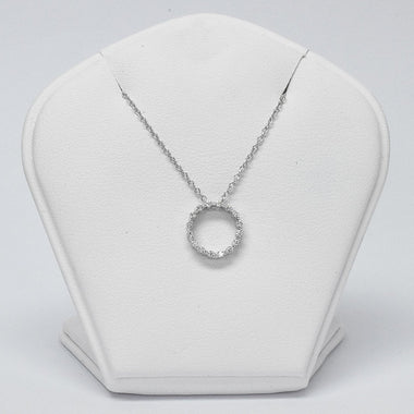 Diamond Circle Necklace / 18k Solid White Gold Natural Diamond Circle Pendant / Diamond Karma Necklace / Circle Ring Necklace Free Shipping - Jewels By Tarry