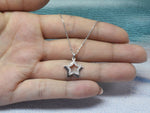 Diamond Star Necklace in 18k Solid White Gold / White Gold Diamond Necklace / Open Star Necklace / Pave Cluster Diamond / Labor Day Sale - Jewels By Tarry