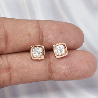 Gold Diamond Stud Earring / 18k Solid Gold Studs / Diamond Square Studs / Diamond Studs For Women / 18k Rose Gold Simple Diamond Stud / DE47 - Jewels By Tarry
