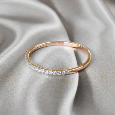 Thin Diamond Half Eternity Ring in White Gold, Yellow Gold, and  Rose Gold