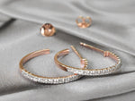 Natural Diamond Hoop Earrings Set in 10k 14k 18k Solid Gold / Rose Gold White Gold Small Medium Hoop / Diamond Half Hoop 0.29ct Real Diamond - Jewels By Tarry
