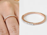 Diamond Wedding Band 2mm Half Eternity Band Ring 18k 14k 10k Gold / Micro Pave Stacking Ring / Thin Dainty Diamond Ring Engagement Ring - Jewels By Tarry