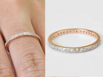 Diamond Wedding Band 2mm Micro Pave Full Eternity Band in 10k 14k 18k Gold / Thin Dainty Stacking Diamond Ring Anniversary Gift