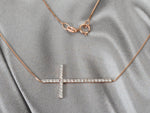 Sideway Diamond Cross Necklace in White Gold, Yellow Gold or Rose Gold