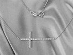 Sideway Diamond Cross Necklace in White Gold, Yellow Gold or Rose Gold