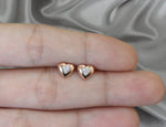Tiny Diamond Heart Earrings / 10k 14k 18k Gold Heart Stud Earrings / Pave Diamond / Dainty Diamond Everyday Simple Valentine Jewelry - Jewels By Tarry