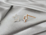 Tiny Diamond Star Stud Earrings / 18k 14k 10k Solid Gold / Star Earrings / Pave Diamond / Natural Diamond Everyday Tiny Earrings / OJGD20/37 - Jewels By Tarry
