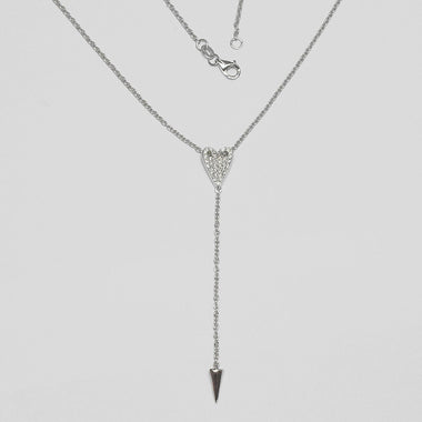 18k white Gold Lariat Necklace / Diamond Heart Necklace / Diamond Lariat Necklace / Dainty Heart Lariat / Valentine Jewelry / DP672 - Jewels By Tarry