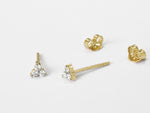 18k 14k 10k Gold Round Cut Diamond Trio Tiny Stud Earrings / White Gold Rose Gold / Tiny Cluster Stud Earrings / Everyday Birthday Gift - Jewels By Tarry