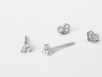18k 14k 10k Gold Round Cut Diamond Trio Tiny Stud Earrings / White Gold Rose Gold / Tiny Cluster Stud Earrings / Everyday Birthday Gift - Jewels By Tarry