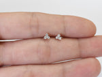 18k 14k 10k Gold Round Cut Diamond Trio Tiny Stud Earrings / White Gold Rose Gold / Tiny Cluster Stud Earrings / Everyday Birthday Gift - Jewels By Tarry