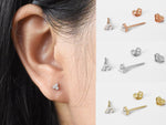 18k 14k 10k Gold Round Cut Diamond Trio Tiny Stud Earrings / White Gold Rose Gold / Tiny Cluster Stud Earrings / Everyday Birthday Gift - Jewels By Tarry