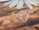 Heart Diamond Ring / Diamond Love Ring / 10k 14k 18k Gold Ring / Minimalist Ring / Valentine Jewelry / Engagement Wedding Anniversary