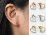 Diamond Heart Stud Earring / 10k 14k 18k Gold Diamond Studs / Rose Gold White Gold / Valentine Jewelry / Minimal Everyday Stud Earrings - Jewels By Tarry