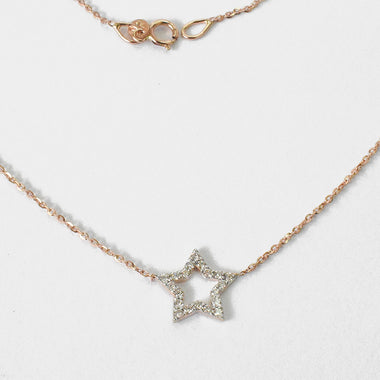 Star Charm Necklace with Genuine 0.14 ctw Diamonds