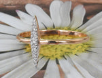 Diamond Ring / 10k 14k 18k Gold Ring / Micro Pave Diamond Stackable Ring / Elongated Pave Diamond Ring Wedding Ring Promise Ring
