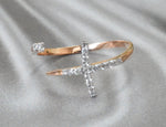 Open Cross ring with Pave Setting Diamonds