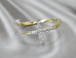Open Cross ring with Pave Setting Diamonds