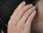 Open Cross ring with Pave Setting Diamonds