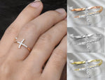 Open Cross ring with Pave Setting Diamonds