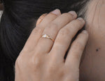 Double Diamond Ring / Dual Diamond Ring / 10k 14k 18k Gold Ring / Minimalist Ring / Stacking Ring / Cross Ring / Bypass Ring / Free Shipping