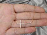 Sideway Diamond Cross Necklace in White Gold, Yellow Gold or Rose Gold