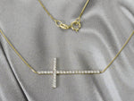 Sideway Diamond Cross Necklace in White Gold, Yellow Gold or Rose Gold