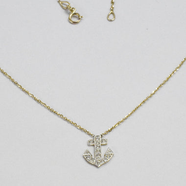 0.11 ctw Diamond Anchor Pendant Necklace