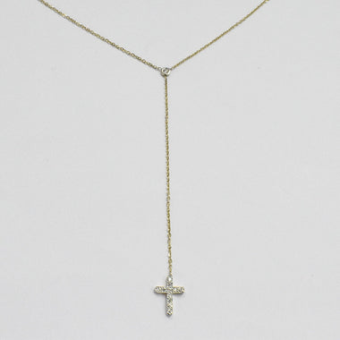 Cross Lariat Necklace in 10k, 14k, and 18k Gold