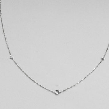 0.17 ctw Diamond Solitaire Station Necklace