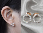 10k 14k 18k gold Circle Diamond Stud Earrings / Round Diamond Studs / Pave Diamond / Tiny Dainty Stud Earrings / Simple Diamond Earrings - Jewels By Tarry