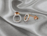 10k 14k 18k gold Circle Diamond Stud Earrings / Round Diamond Studs / Pave Diamond / Tiny Dainty Stud Earrings / Simple Diamond Earrings - Jewels By Tarry
