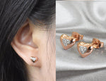 Tiny Diamond Heart Earrings / 10k 14k 18k Gold Heart Stud Earrings / Pave Diamond / Dainty Diamond Everyday Simple Valentine Jewelry - Jewels By Tarry