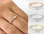 Marquise Diamond Ring / Baguette Diamond Ring / Unique Diamond Ring / 10k 14k 18k Solid Gold Ring / Wedding Engagement Promise Ring