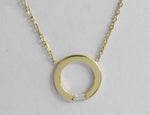 Gold Circle Pendant Necklace With Baguette Diamond
