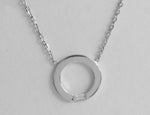 Gold Circle Pendant Necklace With Baguette Diamond