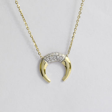 Diamond Horn Necklace in Solid Gold