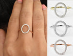 Open Circle Diamond Ring set in 10k 14k 18k Solid Gold / Proposal Ring / Engagement Ring / Circle Band Ring / Rose Gold White Gold Ring