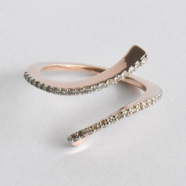 18k Solid Gold Open Diamond Ring / Cuff Diamond Ring / Pave Round Diamond H SI 0.22 CTW / Wedding Ring Engagement Ring / DR01 - Jewels By Tarry